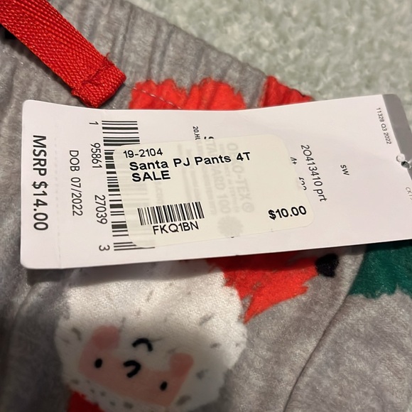 🎁 Carters 4T PJ Pants Christmas Unisex Pajamas NWT Red Green Soft NEW - Picture 5 of 8